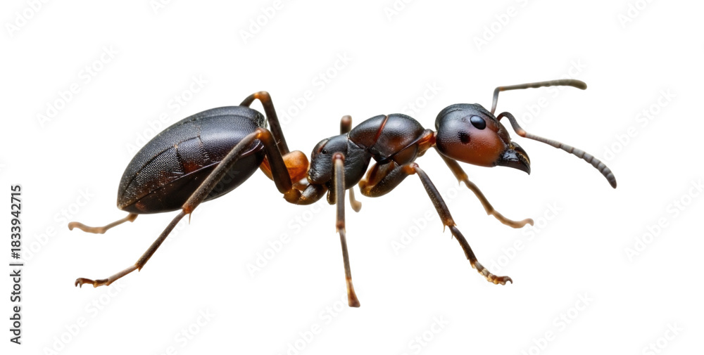 Fototapeta premium Ant insect macro close-up isolated on white background cutout transparent png