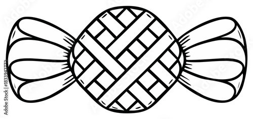 Stylized illustration of a wrapped candy with a woven texture pattern