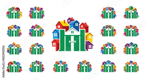 Real Estate Logo Design Template Collection Representing Housing Communities and Homes