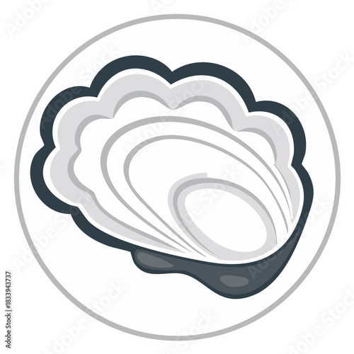 Stylized Oyster Shell Icon Graphic Design Simple Elegant Seafood Cuisine