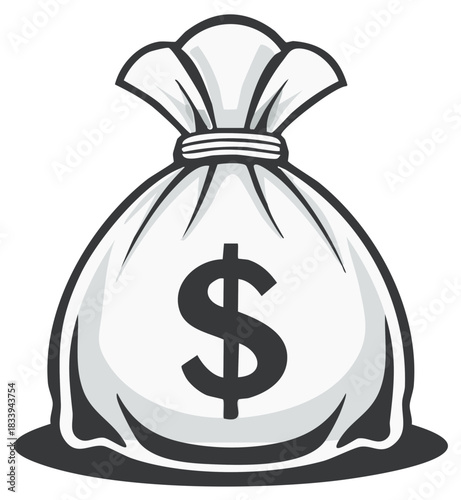 Money Bag with Dollar Sign Icon Graphic Illustration
