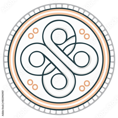 Ancient Celtic knot symbol with intertwined lines in a decorative circular emblem vector illustration