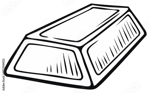 Cartoon-style illustration of a gold bar, with artistic black outlines on white
