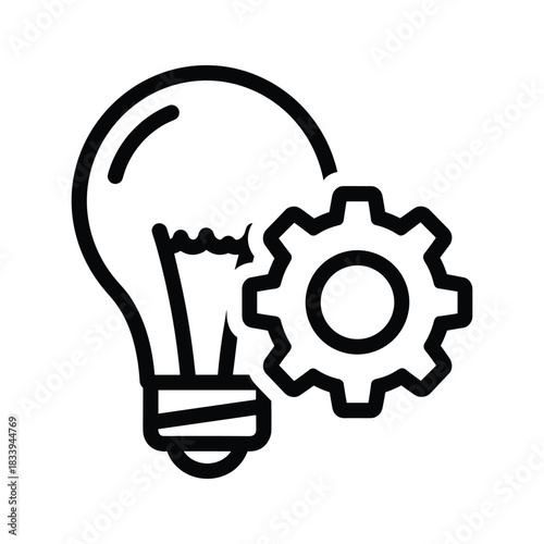 Light bulb and gear isolated on representing innovation idea