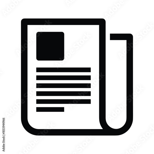 Newspaper icon isolated on represents news and information