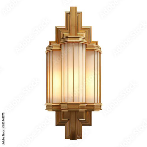 Art Deco Lamp: A radiant Art Deco-style lamp, distinguished by its geometric design and illuminated with a warm, inviting glow, showcasing a classic fusion of artistry and illumination.