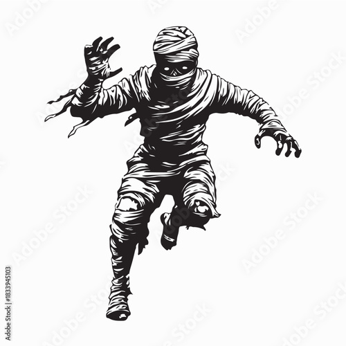 Scary Mummy Creature Vector Illustration on White Background