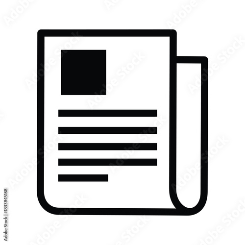 Newspaper icon showing a document with text isolated on