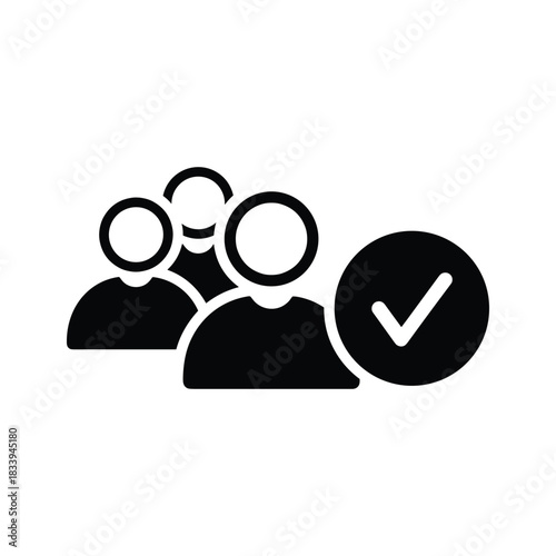 Group of people with check mark isolated on, team approved
