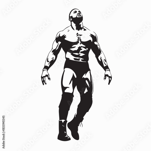 Professional Wrestler Character Vector Design on White Background