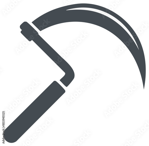Vector Illustration of Scythe Silhouette Agricultural Farming Tool