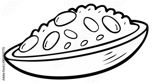 Simple line drawing of a half-cut citrus fruit with seeds in a bowl