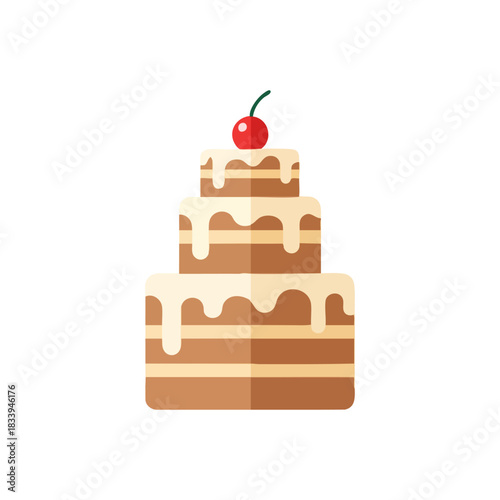Minimalist Layered Cake Illustration in Flat Style