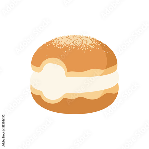 Bomboloni Donut Illustration in Minimal Flat Vector Style