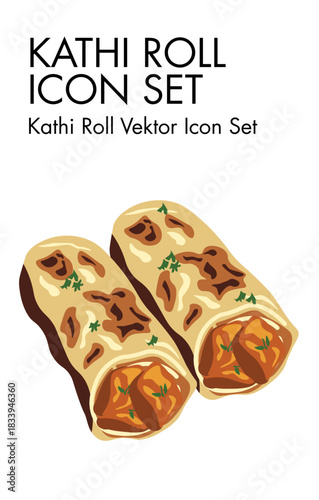 Kathi roll logo vector icon set