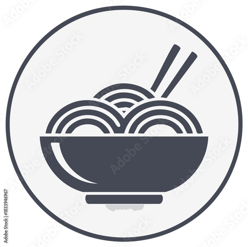 Stylized Asian Noodle Bowl with Chopsticks Icon Minimalist Food Graphic Design