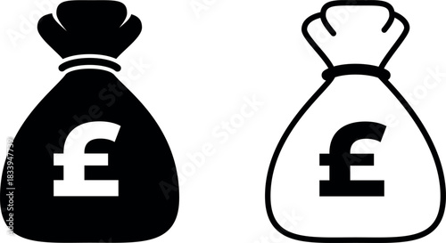 Money Bag with Pound Sterling Symbol Icon