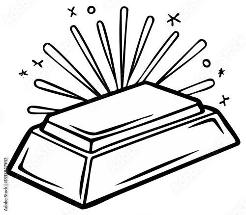 Line Art Gold Bar with Sparkle Accents, Wealth and Treasure Concept