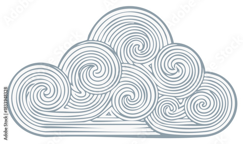 Decorative abstract cloud illustration with swirling intricate patterns and flowing lines