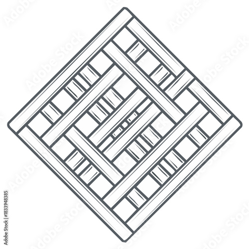 Weaved Lattice Vector Illustration, Diamond Frame Geometric Pattern Graphic Element Design