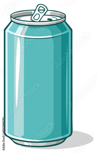 Blue Aluminum Can Illustration Showing Top Opening for Beverages or Soft Drinks