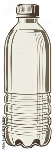 Plastic Bottle Illustration, Recyclable Container, Water Storage, Thirst Quencher Vector Art