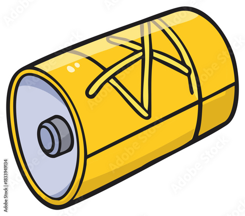 Yellow AA Battery with Stylized Design