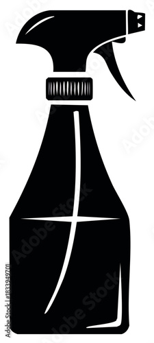Black silhouette spray bottle icon for cleaning liquids household and garden use