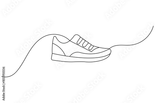 Casual sneaker fashion outline continuous one line drawing minimal style art white background