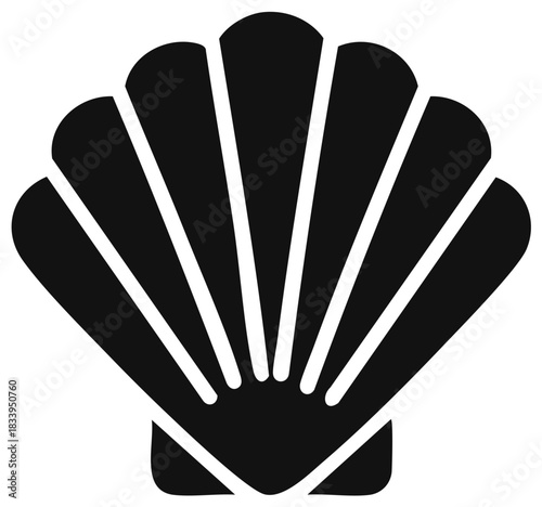 Simple black scallop seashell icon silhouette vector graphic