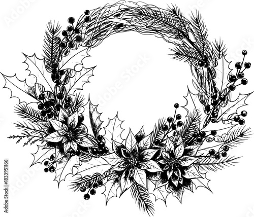 sketches of bouquets and winter flower arrangements