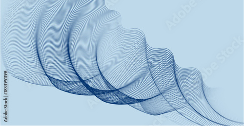 A fluid interplay of halftone waves and streaming particle flow, radiates energy, frequency, and a  digital rhythm.
