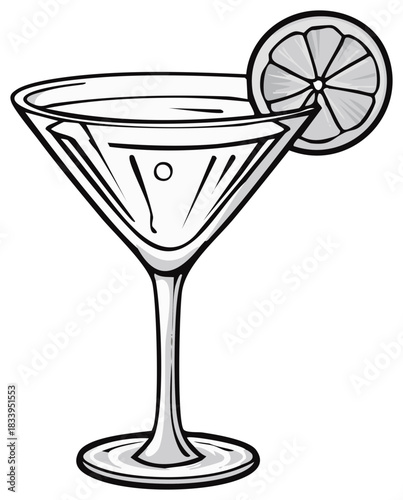 Cocktail in a martini glass with lemon garnish
