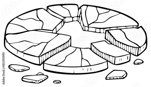 Fragmented Circular Ice Formation with Scattered Floes