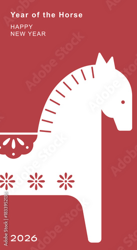 2026 Chinese new year illustration template with horse. 