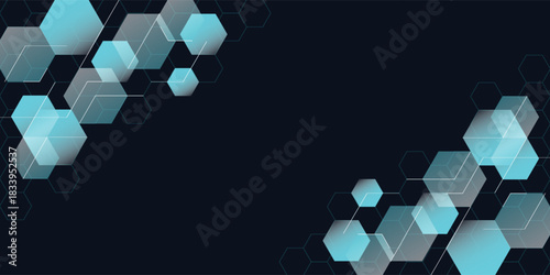 Abstract hexagon blue background banner futuristic business data technology modern concept