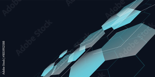 Abstract hexagon blue background banner futuristic business data technology modern concept