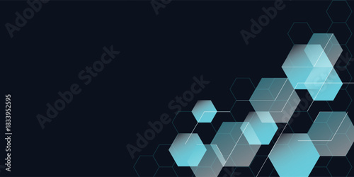 Abstract hexagon blue background banner futuristic business data technology modern concept