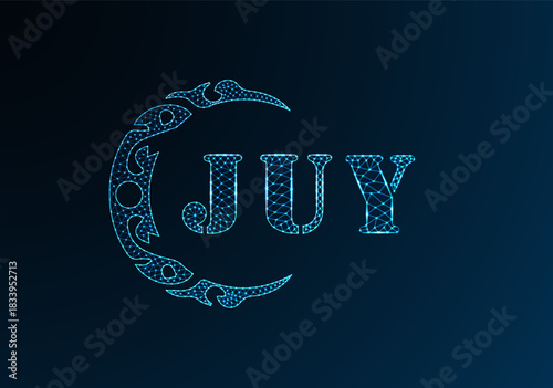 Low poly letter logo JUY design. JUY letter logo low poly vector design on blue color gradient background. JUY logo low poly design