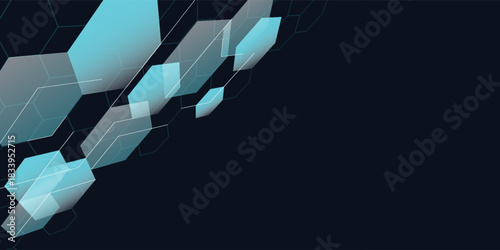 Abstract hexagon blue background banner futuristic business data technology modern concept. Vector modern