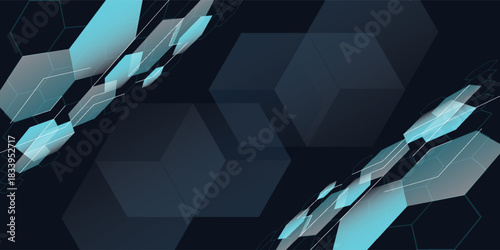 Abstract hexagon blue background banner futuristic business data technology modern concept. Vector modern