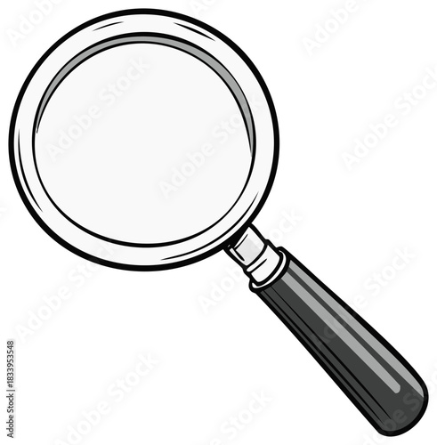 Classic magnifying glass cartoon illustration for search and investigation concepts