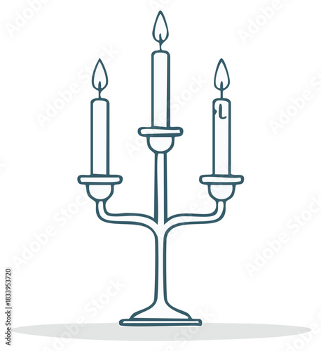 Elegant candelabra with three lit candles illustration vector art