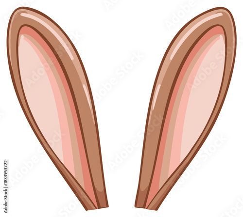 Cute cartoon bunny ears brown and pink design element for Easter costumes and animal themes fun celebration