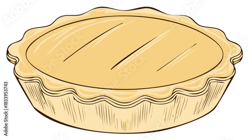 Delicious unbaked pie crust illustration preparing for baking or filling dessert food