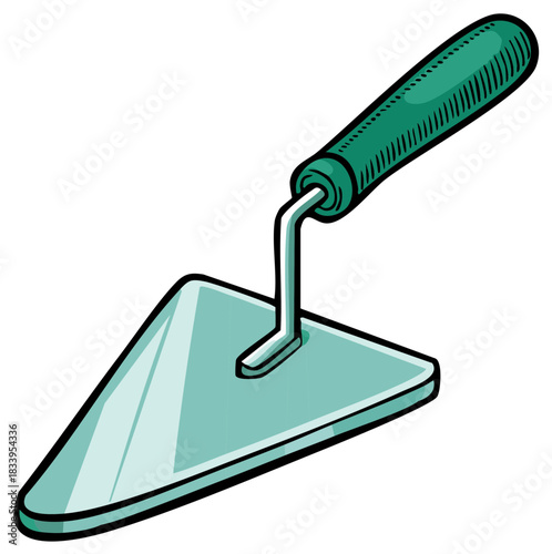Cartoon illustration of a bricklaying trowel tool for construction or masonry work