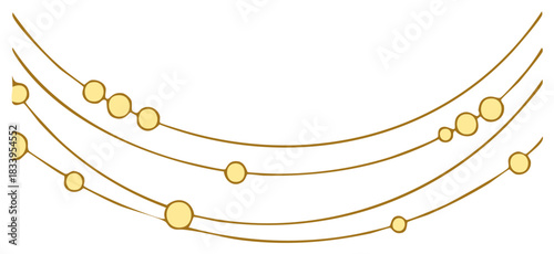 Abstract arrangement of curved lines with yellow circles creating a decorative border design