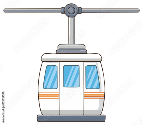 Cartoon cable car isolated on white background mountain ski lift gondola resort travel adventure transport