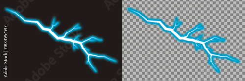 blue Electric lightning bolt isolated energy discharge element