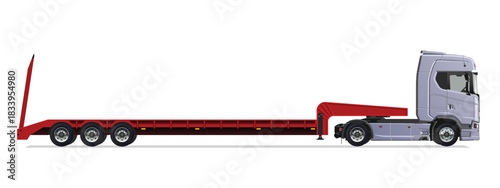 truck side view trailer load semi road haul dig big large long lorry empty icon logo sign design template work build auto under work power drive carry cargo wheel mover


